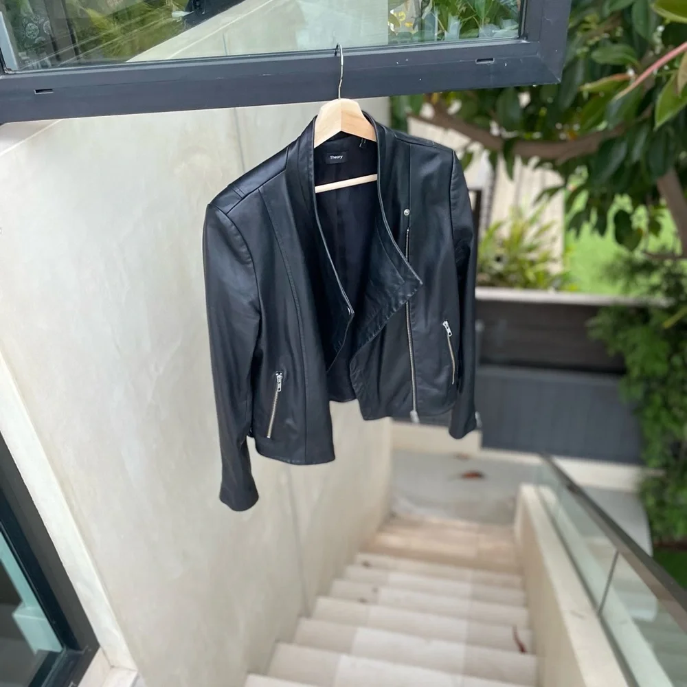 theory leather moto jacket - Picture 5 of 16
